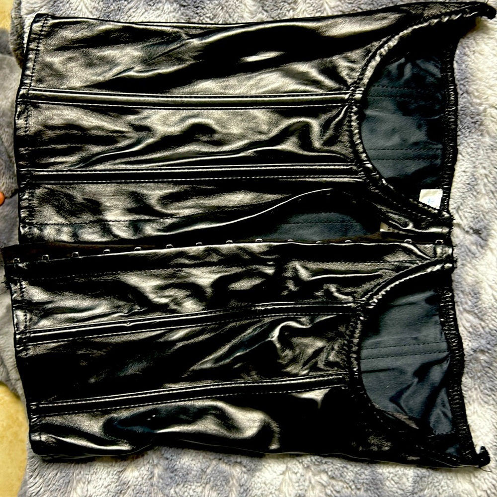 Black pleather Corset